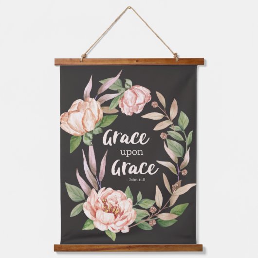 Grace Upon Grace - Johannes 1:16 - Bloemen Hangend Wandkleed (Voorkant)