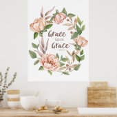 Grace Upon Grace - Johannes 1:16 - Bloemen Poster (Keuken)