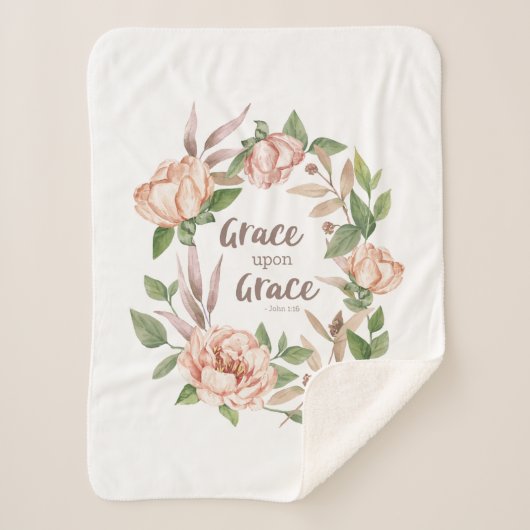 Grace Upon Grace - Johannes 1:16 - Bloemen Sherpa Deken (Voorkant)