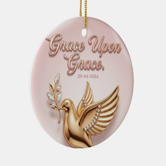 "Grace Upon Grace" Keepsake Ornament:  Keramisch Ornament (Rechts)
