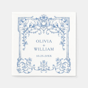 Grace Victoriaans Bloemen Blauw Bloemen Bruiloft Servet