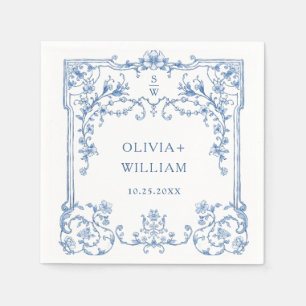 Grace Victoriaans Bloemen Blauw Bloemen Bruiloft Servet