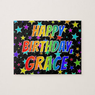"GRACE" voornaam, geun "HAPPY BIRTHDAY" Legpuzzel