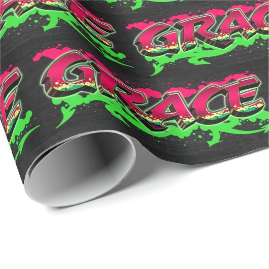 Grace Vorname Name Graffiti red green Cadeaupapier (Rol Hoek)