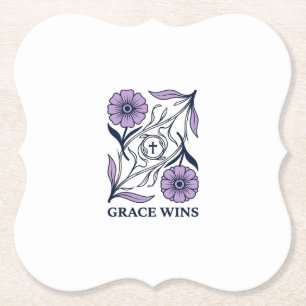 Grace Wins Bloem Christian Vintage Gravure T-shirt Kartonnen Onderzetters