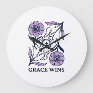 Grace Wins Bloem Kerstmis Vintage Gravure T-shirt_ Grote Klok