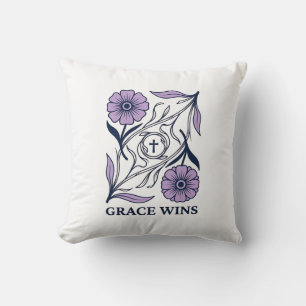Grace Wins Bloem Kerstmis Vintage Gravure T-shirt_ Kussen