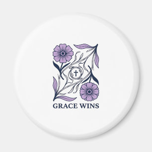 Grace Wins Bloem Kerstmis Vintage Gravure T-shirt_ Magneet