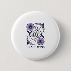 Grace Wins Bloem Kerstmis Vintage Gravure T-shirt_ Ronde Button 5,7 Cm