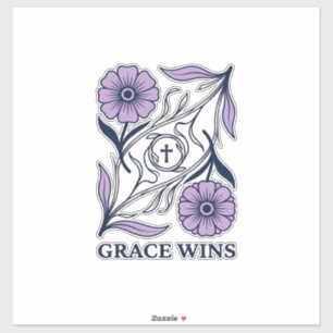 Grace Wins Bloem Kerstmis Vintage Gravure T-shirt_ Sticker