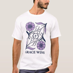 Grace Wins Bloem Kerstmis Vintage Gravure T-shirt_ T-shirt