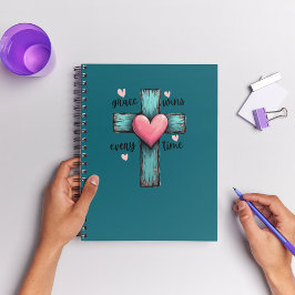 Grace wint elke keer Rustic Cross Notitieboek