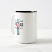 Grace wint elke keer Rustic Cross Tweekleurige Koffiemok (Voorkant links)