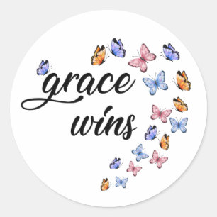 Grace wint Inspirerend Faith Butterflies Ronde Sticker