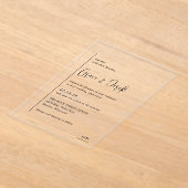 Grace Zwart-wit moderne bruiloft Acryl Uitnodigingen (Laagn)