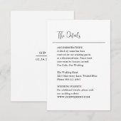 Grace Zwart-wit moderne bruiloft Informatiekaartje (Voorkant / Achterkant)