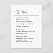 Grace Zwart-wit moderne bruiloft Informatiekaartje (Voorkant)