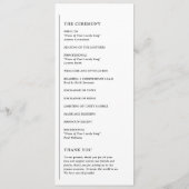 Grace Zwart-wit moderne bruiloft Programmakaart (Achterkant)