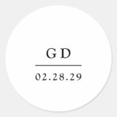 Grace Zwart-wit moderne bruiloft Ronde Sticker (Voorkant)