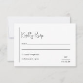 Grace Zwart-wit moderne bruiloft RSVP Kaartje (Voorkant)