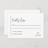 Grace Zwart-wit moderne bruiloft RSVP Kaartje (Voorkant / Achterkant)