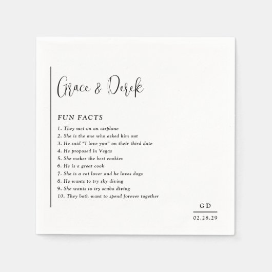 Grace Zwart-wit moderne bruiloft Servet (Voorkant)