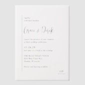 Grace Zwart-wit moderne bruiloft Vellum Uitnodigingen (Voorkant)