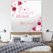 Graced Blessed Loved Favored Pink Floral Art Canvas Afdruk (Insitu (Slaapkamer))