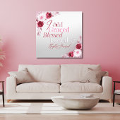 Graced Blessed Loved Favored Pink Floral Art Canvas Afdruk