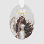Graceful Afro-Amerikaanse Angel Goddess Spiritueel Ornament (voorkant)