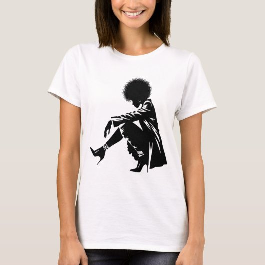 Graceful: Afro Elegance in zwart-wit T-shirt (Voorkant)