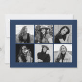 Graceful Afstudeerder Navy 12 Photo Collage Afstud Aankondiging (Achterkant)