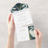 Graceful Art Deco Swan All-in-One Tear-Away RSVP All In One Uitnodiging (Afscheurbaar)