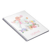 Graceful Ballerina Bird Florals Name Pink White Notitieboek (Rechterzijde)