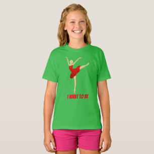Graceful ballerina in een rode jurk t-shirt