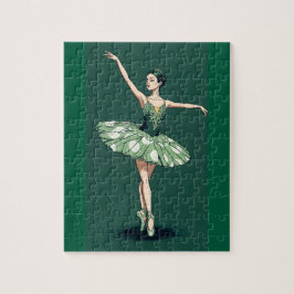 Graceful Ballerina Puzzle - Elegant Dancer on Gree Legpuzzel