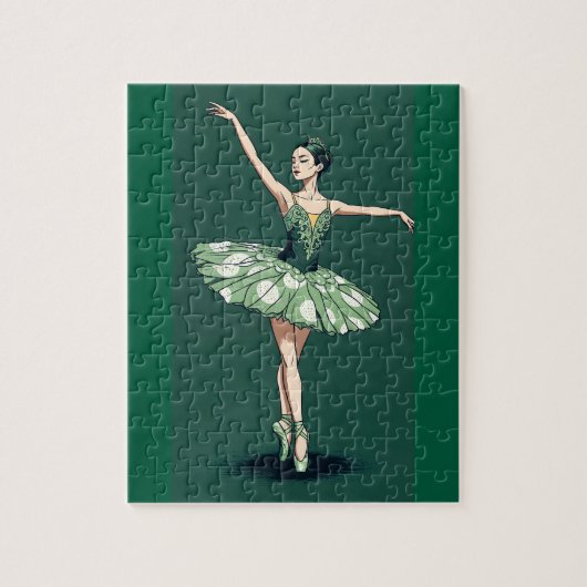Graceful Ballerina Puzzle - Elegant Dancer on Gree Legpuzzel (Verticaal)
