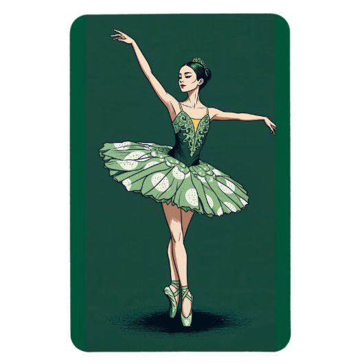 Graceful Ballerina Puzzle - Elegant Dancer on Gree Magneet (Verticaal)