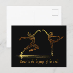 Graceful Ballet Dansers in elegante gouden lijn ku Briefkaart