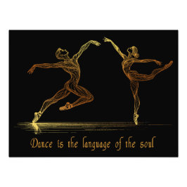 Graceful Ballet Dansers in elegante gouden lijn ku Foto Afdruk