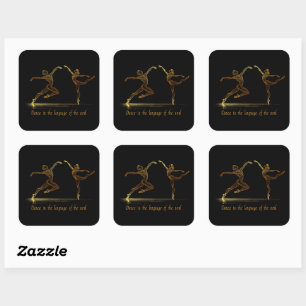 Graceful Ballet Dansers in elegante gouden lijn ku Vierkante Sticker