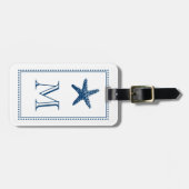 Graceful Beach Starfish Monogram BLUE Bagagelabel (Voorkant horizontaal)