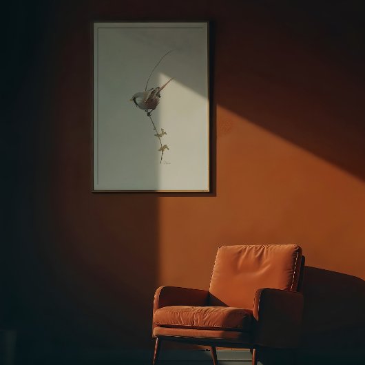 Graceful Bearded Reedling Waterverf Art Poster