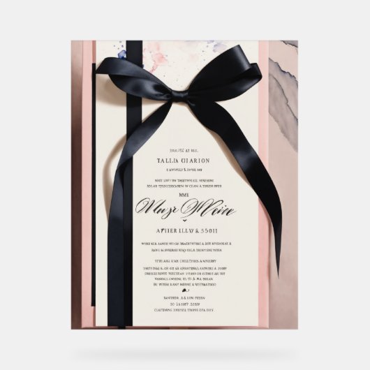 "Graceful Beginnings: een elegante bruiloft welkom Acryl Bord (Voorkant)