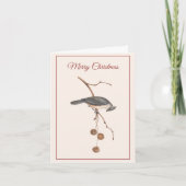 Graceful Bird op een Branch Roze Kerstmis Feestdagen Kaart (Voorkant)