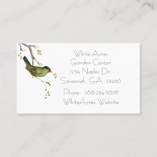 Graceful Birds on Berry Branches Visitekaartje (Achterkant)