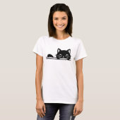 Graceful Black Cat Illustration T-shirt (Voorkant volledig)