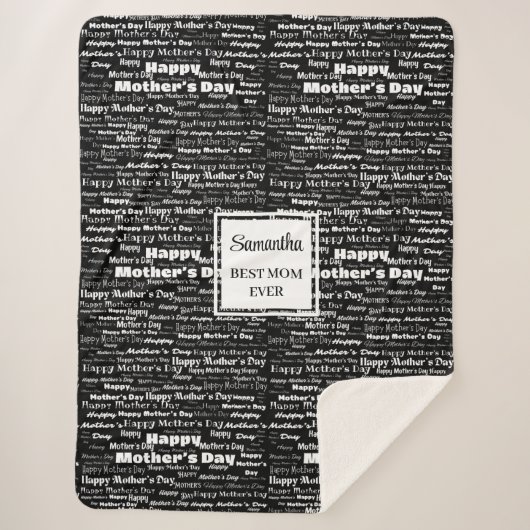Graceful Black Script Mother’s Day Personalized Sherpa Deken (Voorkant)
