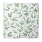 Graceful Bleek Green Leaves Seamless Ceramic Tile Tegeltje (Voorkant)