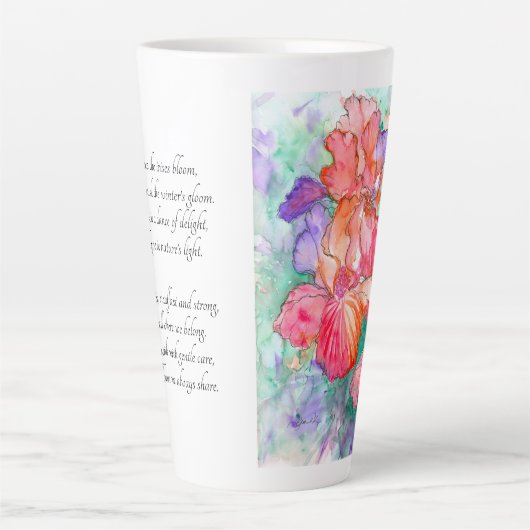 Graceful Blooms – Iris Flowers Moederdag Gedicht Latte Mok (Voorkant)